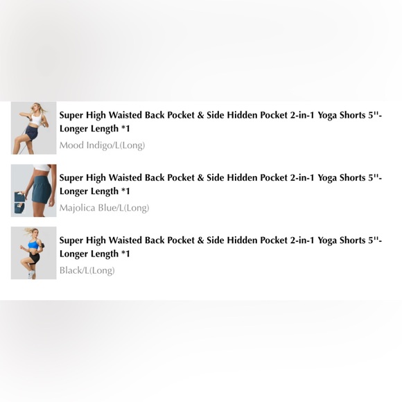 x3 pairs - L - Halara Super High Waisted Back Pocket 2-in-1 Yoga Shorts 5'' - Picture 5 of 5